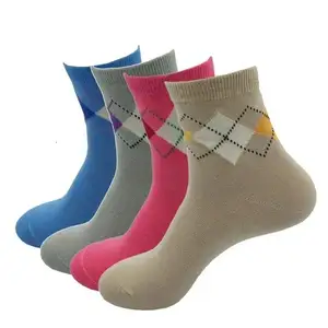 Calcetines informales unisex personalizados, calcetines lisos de color suaves con rombos, calcetines deportivos de algodón para mujer