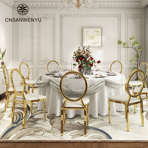 Chaises de banquet de luxe <span class=keywords><strong>en</strong></span> acier inoxydable, design personnalisé, robustes, or et blanc, pour événements hôteliers, directement de l'usine - Product Image 2