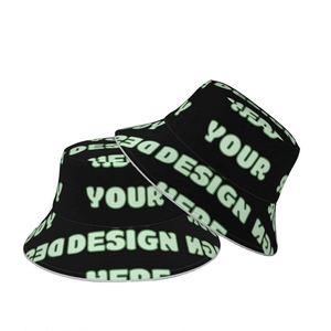 Customizable Denim Bucket Hat Wide Brim Breathable Sun Protection Cartoon <b>Leaf</b>/Plaid Pattern for Men Women's Fishing Adventures - Product Image 6