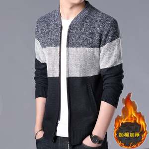 Suéter de Hombre de Punto para Otoño e Invierno, con Terciopelo, Grueso, Informal, con Cuello Alto, Estilo Urbano, Cárdigan J0025 - Product Image 4