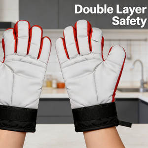 HKZB Customized Cotton Heat Resistant Oven Mitts & Gloves Washable Slip-resistant for Baking Cooking <b>Grilling</b> - Product Image 5