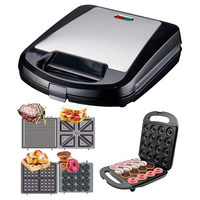 Gaufrier électrique antiadhésif 1200W personnalisé pour donut, gril de presse à sandwich triangulaire à 4 tranches pour petit-déjeuner domestique