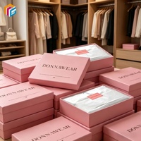 Impression de logo couvercle rose personnalisé et Base en carton emballage de vêtements pour femmes boîtes de lingerie