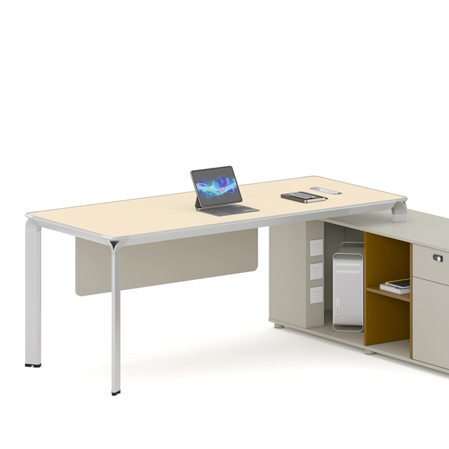 Elegant Administrative Office Desk Side Cabinet Hidden Wiring Office Desk Leadership Headquarters Luxury Design