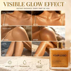 MLM Custom Makeup Fragrance Mineral Natural Organic Glow Waterproof Liquid Illuminator Bronze Body Shimmer Oil Beach Sexy - Product Image 2