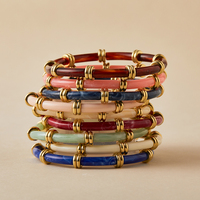 Bracelet manchette tendance en perles acryliques ORNAPEADIA pour femme, élastique, taille ajustable, couleurs assorties, idéal pour les vacances et l'usage quotidien, cadeau