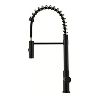 Robinet de cuisine flexible en acier inoxydable 304 noir avec jet cascade laminar, mitigeur eau chaude et froide