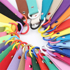 Correa de algodón en blanco personalizada para muñeca, llavero con cinturón, nombre de mano, correa de etiqueta para bolso con anillo redondo, llavero tejido <span class=keywords><strong>Cavas</strong></span>, cordón para muñeca - Product Image 2