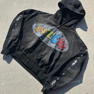 Sudadera con Capucha Estilo Streetwear Desgastada, Lavado Ácido, de Alta Calidad, 600 Gsm, Peso Pesado, Fabricación Personalizada - Product Image 2