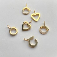 Attaches à clipser ouvrables pour breloques, fermoirs pliables plaqués or, petites tailles, anneaux à ressort ronds en forme de cœur pour la création de bijoux DIY