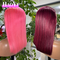Perruque frontale en dentelle HD 12A en cheveux naturels, Perruque en cheveux vietnamiens Super Double Drawn, Perruques frontales en dentelle en cheveux humains naturels colorés lisses coupe bob