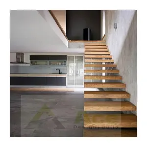 بريما الدرج داخلي الخشب درابزين مصنوع من الزجاج تصاميم الحديثة الدرج درج