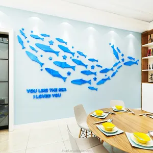 海洋鱼和星星丙烯酸艺术墙贴可拆卸儿童卧室浴室托儿所