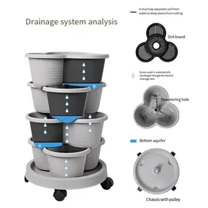 Maceta apilable de plástico barata, maceta de jardín vertical, macetas apilables para plantas - Product Image 5