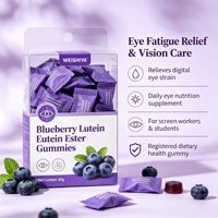 Permen Kunyah Lutein Ester Rasa Blueberry Alami, Vitamin Mata Lutein untuk Perawatan Mata Sehari-hari, Label Pribadi OEM ODM