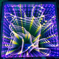 Piste de danse LED 3D magnétique étoilée à effet infini 50x50cm IP65 en verre trempé sans fil DMX512 pour mariage - Échantillon disponible