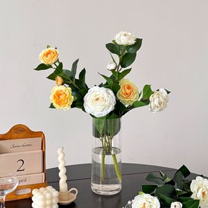 Branche de camélia artificielle Yasunobu, fleur en soie, branche unique, pour décoration de maison et de mariage - Product Image 2