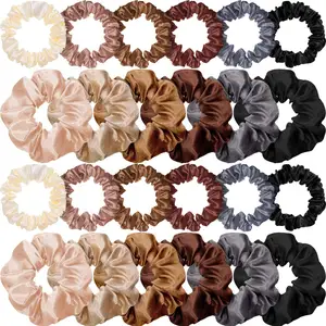 Customize Wholesale Hair Accessories Satin Solid Color Scrunchies Elastic Hair Bands Hair Ties Satin Silk Scrunchies