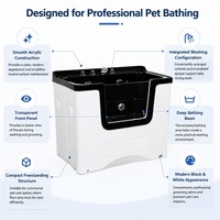 Baignoire de toilettage pour animaux de compagnie en acrylique noir et blanc, gain de place, pour usage commercial