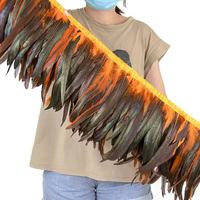 Frange de plumes de coq douces et multicolores de 40-45 cm pour artisanat DIY, vêtements de cosplay, décorations de fête, mariage et carnaval