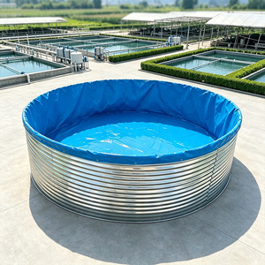 Bassin de pisciculture en bâche d'<span class=keywords><strong>acier</strong></span> galvanisé rond, réservoir personnalisé pour l'aquaculture, pisciculture biofloc - Product Image 1