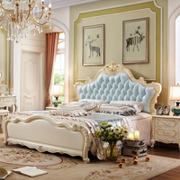 Base de rangement pour lit King en chêne massif européen sculpté à la main au design moderne lit de princesse nuptiale en cuir véritable pour chambre principale de luxe