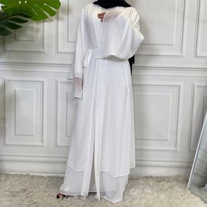 Elegante due strati Chiffon modesto abito musulmano traspirante aperto Dubai Abaya per le donne all'ingrosso da tacchino e Oman - Product Image 5