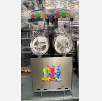 Machine à slush et smoothies industrielle et commerciale en acier inoxydable 304 argenté, 2 bacs, avec couvercle lumineux LED pour restaurant