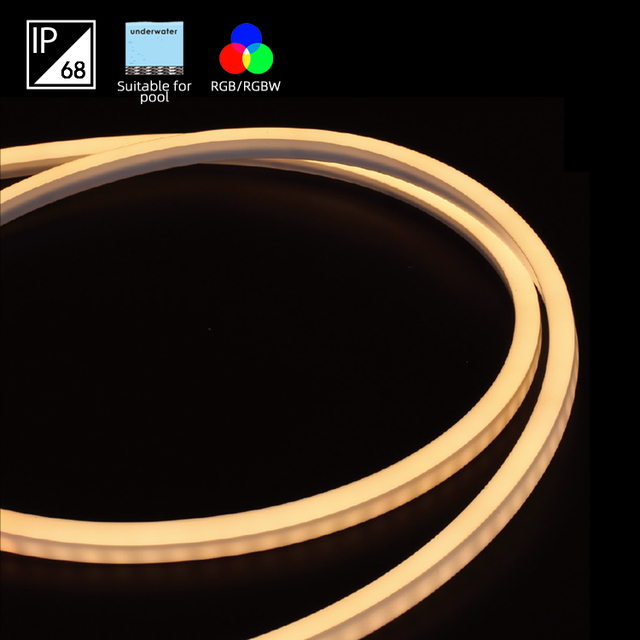 Outdoor Landscapes Decorations PU Flex IP68 Waterproof 5m Roll 24V RGB LED Neon Strip Light Dimmable High CRI 90