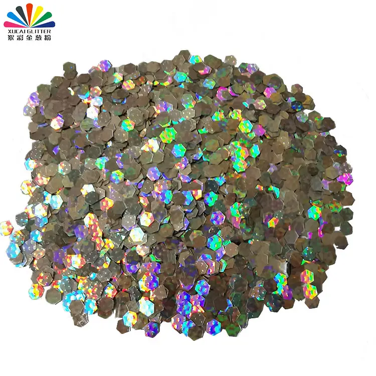 Toptan holografik glitter 1/24 altıgen şekil noel süsler 3D parlak tırnak tozu