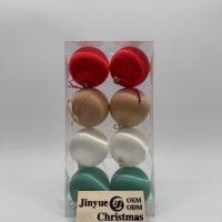 Boules de Noël en satin de haute qualité, décorations de fête, 8,8 cm, facettées, rouges, avec capuchon doré, respectueuses de l'environnement
