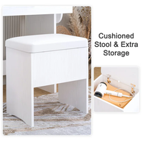 Bureau de courtoisie avec miroir et tabouret miroir coiffeuse table de maquillage ensemble de commodes station de charge rangement ouvert