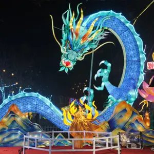 New Design Chinese Traditional New Year Decorate Large Dragon Boat Door Festival Lanterns Display