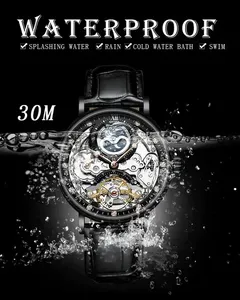 Montre-bracelet automatique mécanique pour homme KINYUED J055 de luxe avec bracelet en cuir, étanche, tourbillon, personnalisable avec votre propre logo OEM - Product Image 3