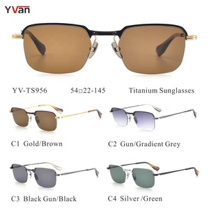 Gafas de sol cuadradas de titanio con medio marco grande, logotipo privado personalizado, gafas de sol con marco ancho para hombres, alta calidad - Product Image 2