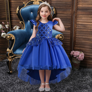 Vestido de Princesa para Niñas, Azul, Cuello Redondo, Tul, Sin Mangas, para Fiestas y Actuaciones, Modelo 8023 - Product Image 1