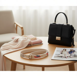 Sangle de sac en sangle de 4 cm, petite, florale, beige, pour sac à main - Product Image 2