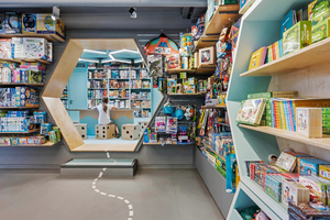 Custom Bookstore Interior Design Wooden Book Display Shelves Retail Store Furniture with LED Lighting - Product Image 3