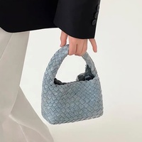 Sac fourre-tout mini en jean tissé pour femme, style décontracté, avec bandoulière personnalisée et fermeture à fermoir – Grande vente