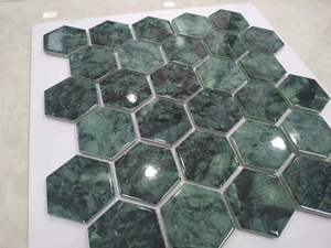 <span class=keywords><strong>Carrelage</strong></span> <span class=keywords><strong>Hexagonal</strong></span> 325x282mm <span class=keywords><strong>Vert</strong></span> Foncé Aspect Jade Brillant Mosaïque de Marbre pour Dosseret de Cuisine - Product Image 3