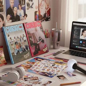 UNIS K-Pop 1er Single CURIOUS Photobook Popular Korean Idol Fold Poster con pegatinas de regalo Publicación electrónica - Product Image 3