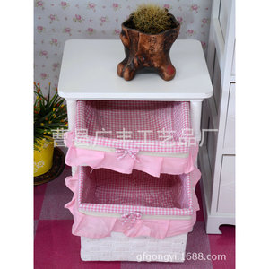 White Solid Wood Bedside Table Double Layer <b>Storage</b> <b>Cabinet</b> For <b>Bedroom</b> Durable Country Style - Product Image 2