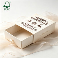 Boîte cadeau de Noël haut de gamme en carton avec tiroir coulissant pour chocolats, confiseries, parfums, avec poignée en ruban