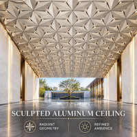 Panneaux de plafond en aluminium sculpté 3D compatibles avec les luminaires encastrés, motif géométrique, plafond métallique pour hall de luxe
