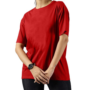 Women <b>Red</b> Plain Solid Color Short Sleeve T <b>Shirt</b> Loose Fit Casual Cotton T <b>Shirt</b> Breathable All Seasons Wear <b>Ladies</b> Fashion <b>Tees</b> - Product Image 2