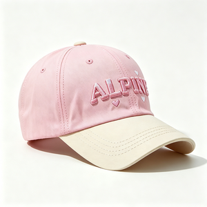 Gorra de Béisbol de Seis Paneles Bicolor para Mujer, Bordado 3D ALPINE, Gorra Tipo Dad Hat con Letras y Corazón, Algodón Suave, Ajustable, para Exteriores - Product Image 3