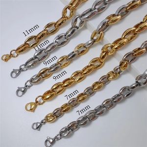 Pulseira Masculina de Aço Inoxidável Polido Liso com Elos de Grãos de Café de 6, 7, 9 e 11mm – Corrente de Destaque para Rapper – Atacado - Product Image 4