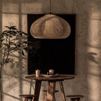 Lampe suspendue en rotin bohème Wabi Sabi, lampe suspendue en bambou faite à la main, éclairage de plafond rustique nordique pour salle à manger