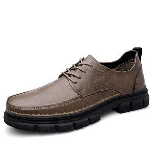 Zapatos Casuales de Negocios para Hombre, con Cordones, Suela Gruesa Antideslizante, Resistentes al Desgaste, Ligeros, Transpirables, Diseño de Parches, a la Moda - Product Image 4