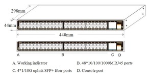 Commutateur réseau industriel géré à 48 ports RJ45 avec 4 ports SFP+ 1/10G Fibre Ethernet, gestion IPV4/IPV6 - Product Image 2